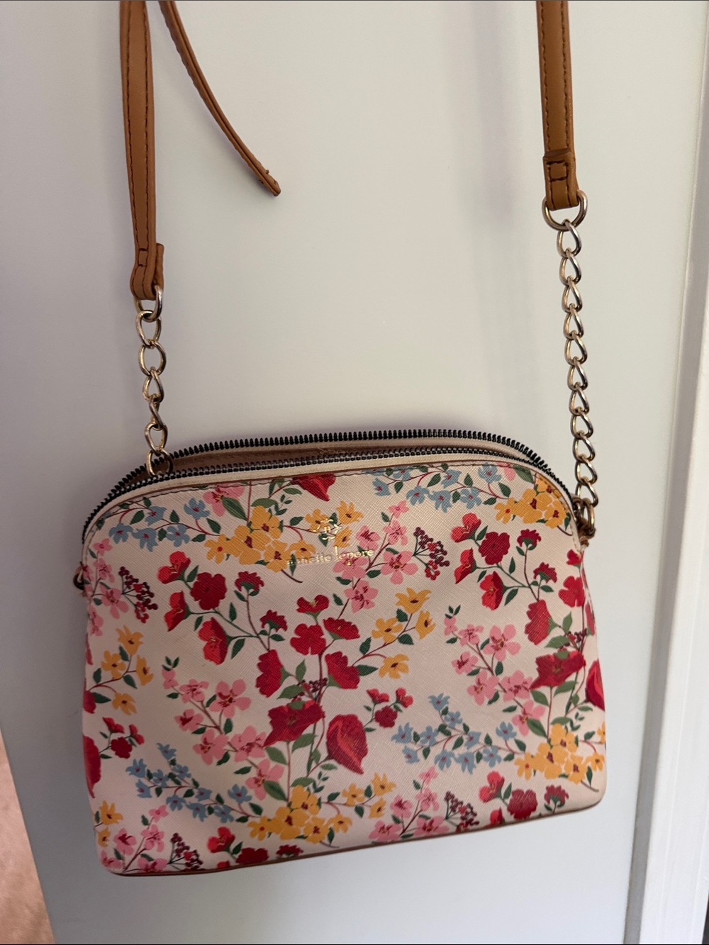 Nanette Lepore Cream Floral Crossbody with Pink, Red & Yellow Flowers